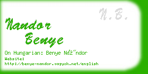 nandor benye business card